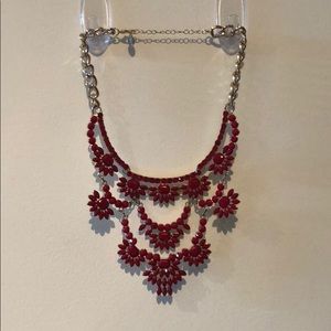 Red Floral Statement Necklace